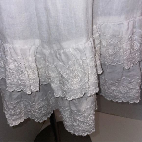 Les Coyotes de Paris dress lace trim ramie cotton white girls size 18 womens XS - Picture 6 of 9